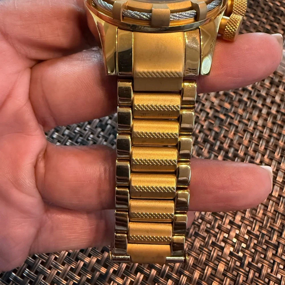 Invicta Gold and Navy Chronograph Bracelet Watch